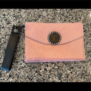 Boutique wristlet with LV patch